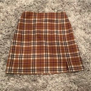 Brandy Melville Brown Plaid Cara Skirt